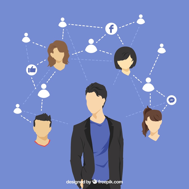 Vector Gratis konsep facebook dengan avatar