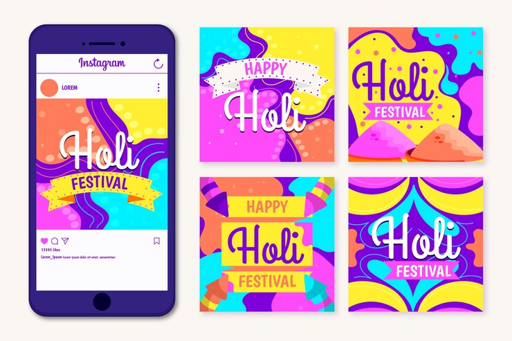Vector Gratis konsep festival holi untuk koleksi postingan instagram