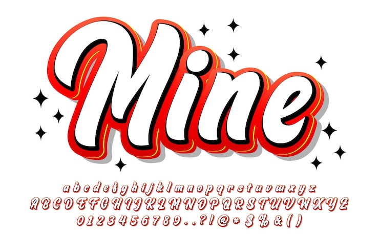 Vector Gratis konsep font kuas grafiti alfabet skrip