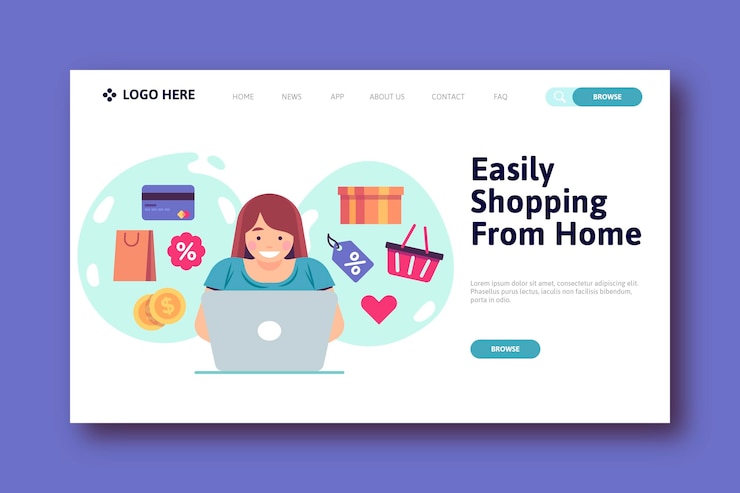 Vector Gratis konsep halaman bestemmingspagina belanja online