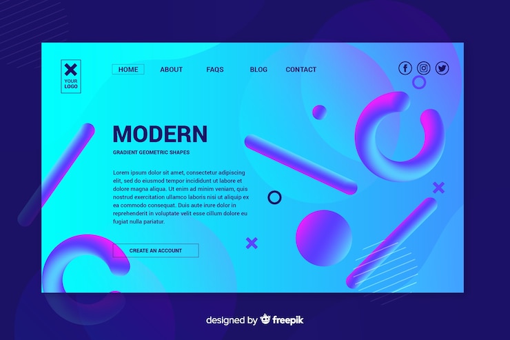 Vector Gratis konsep halaman landas dengan bentuk geometris