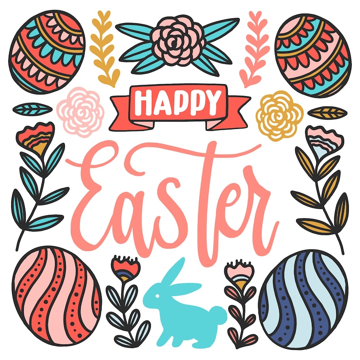 Vector Gratis konsep hari paskah yang digambar tangan