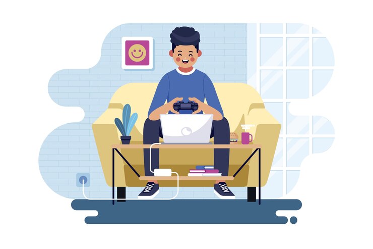 Vector Gratis konsep karakter bermain video game
