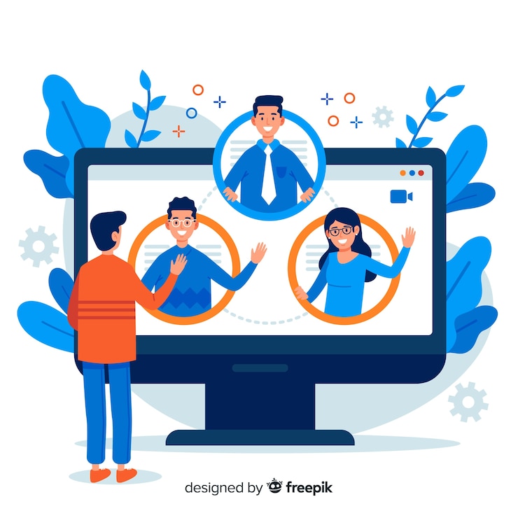 Vector Gratis konsep konferensi video untuk halaman arahan