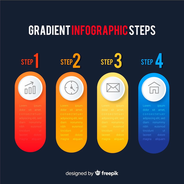 Vector Gratis konsep langkah infografis gradien