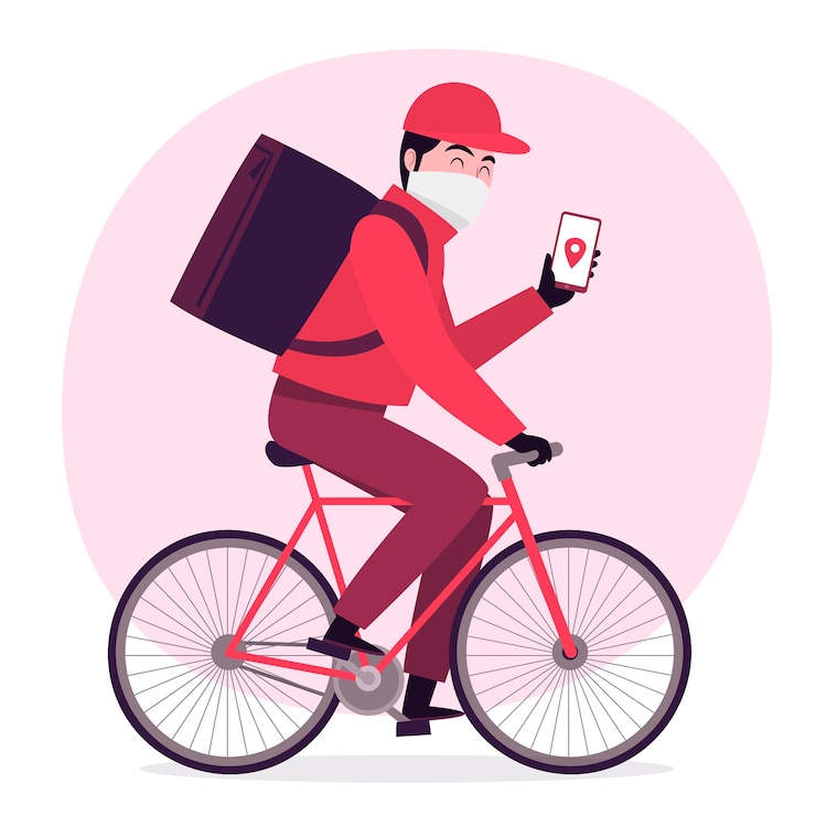 Vector Gratis konsep layanan pengiriman dengan masker