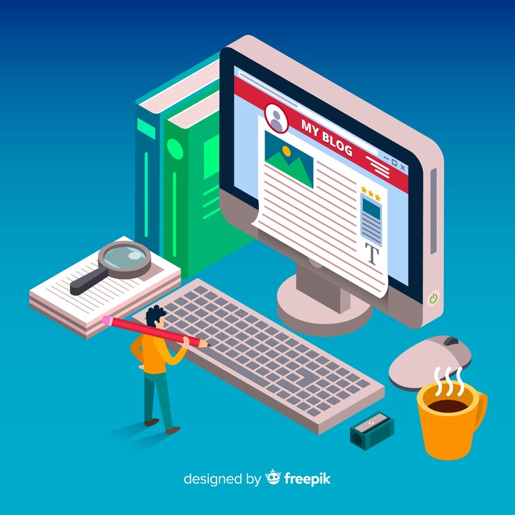 Vector Gratis konsep membuat blog isometrik