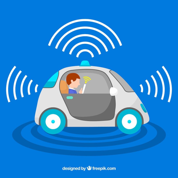 Vector Gratis konsep mobil otonom dengan desain datar