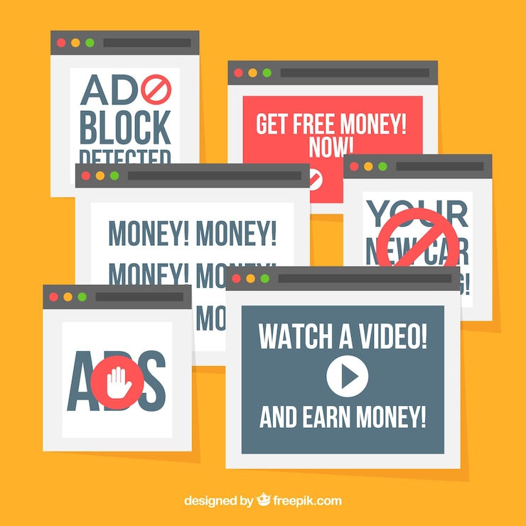 Vector Gratis konsep munculan blok iklan dengan desain datar
