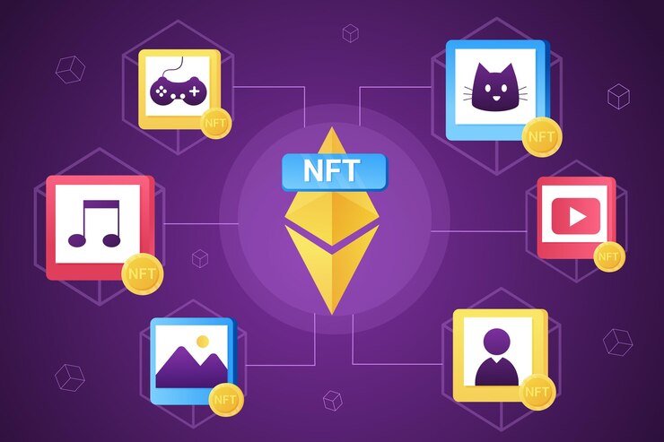 Vector Gratis konsep nft ilustrasi gradien