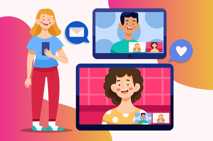 Vector Gratis konsep panggilan video teman