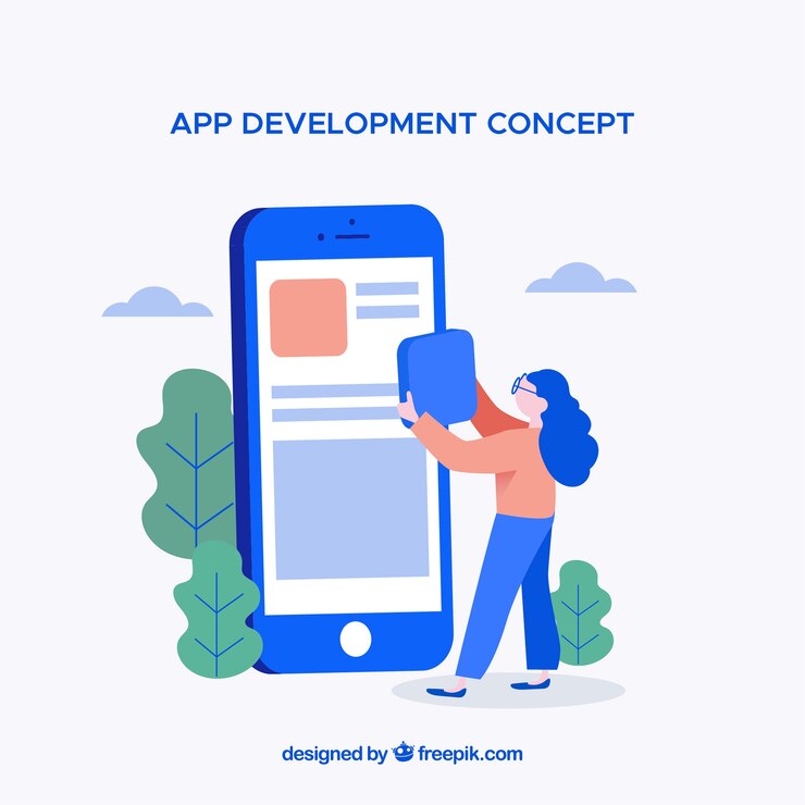 Vector Gratis konsep pengembangan aplikasi dengan desain datar