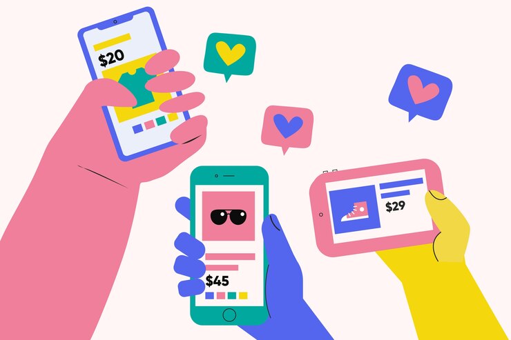 Vector Gratis konsep ponsel pemasaran media sosial