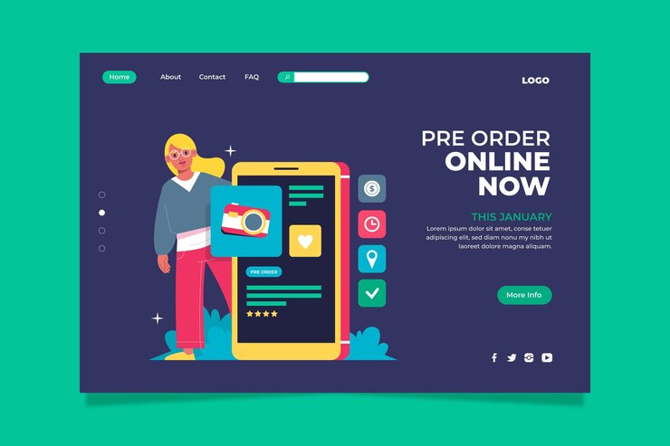 Vector Gratis konsep pra-pemesanan - halaman landas
