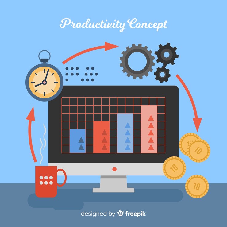 Vector Gratis konsep produktivitas modern dengan desain datar