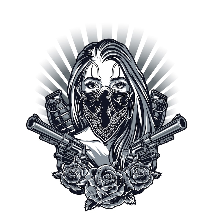 Vector Gratis konsep tato chicano vintage