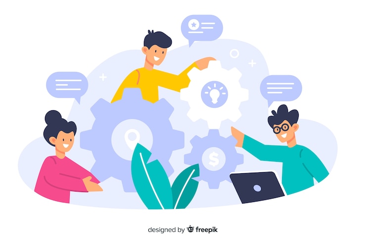 Vector Gratis konsep tim yang terhubung untuk halaman landas