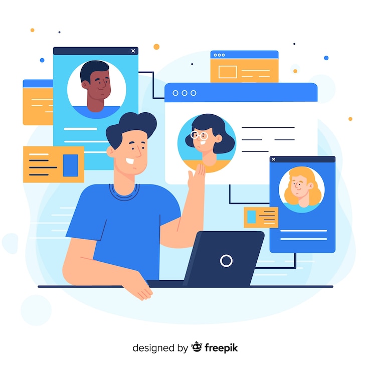Vector Gratis konsep tim yang terhubung untuk halaman landas