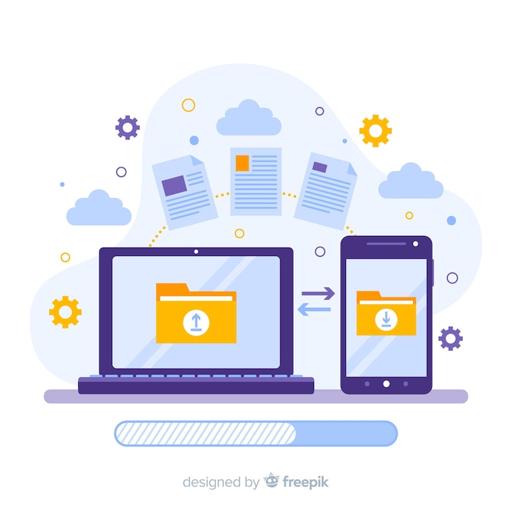 Vector Gratis konsep transfer file untuk halaman landas