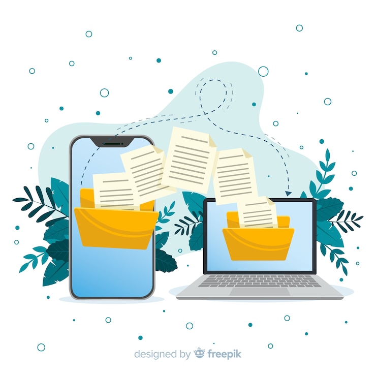 Vector Gratis konsep transfer file untuk halaman landas
