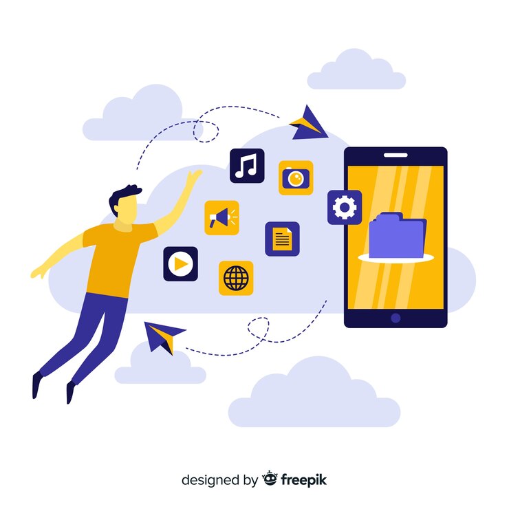 Vector Gratis konsep transfer file untuk halaman landas