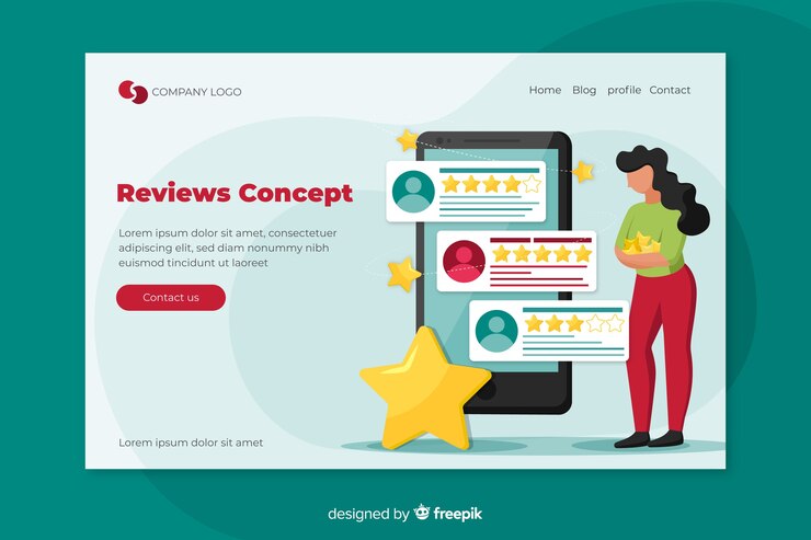 Vector Gratis konsep ulasan untuk landing page