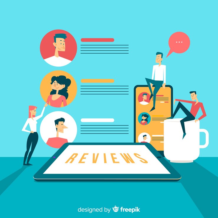 Vector Gratis konsep ulasan untuk landing page