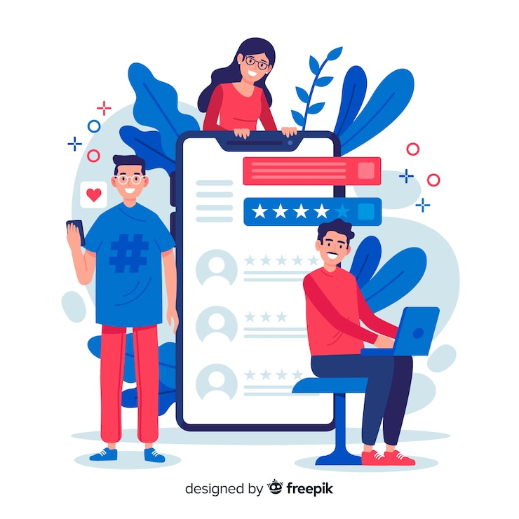 Vector Gratis konsep ulasan untuk landing page