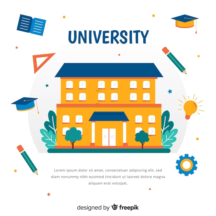Vector Gratis konsep universitas datar dengan elemen pendidikan