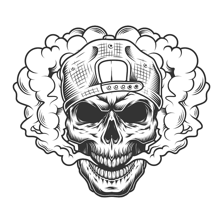 Vector Gratis konsep vaper tengkorak