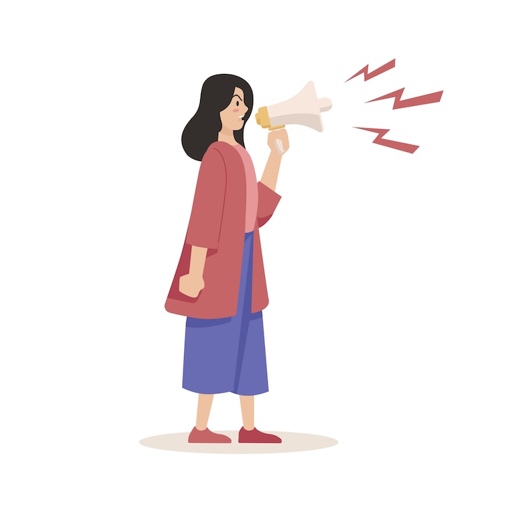 Vector Gratis konsep wanita berteriak dengan megafon