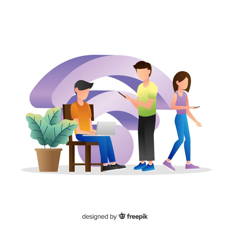 Vector Gratis konsep zona wifi datar dengan sinyal
