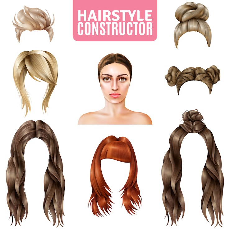 Vector Gratis konstruktor gaya rambut untuk wanita