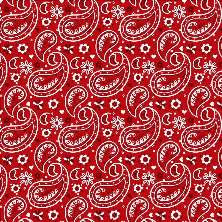 Vector Gratis kontur putih pola tanpa jahitan bandana paisley