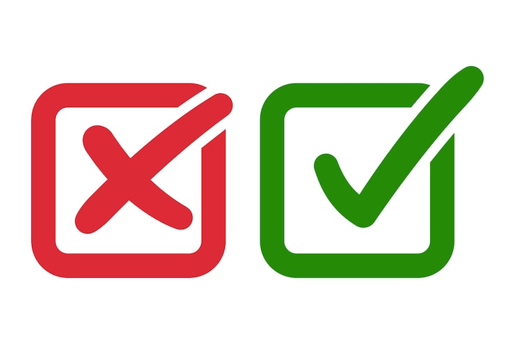 Vector Gratis kotak datar centang dan silang