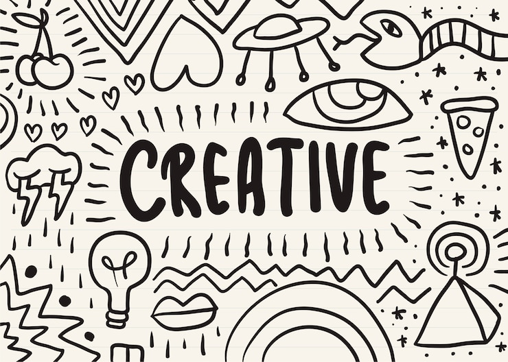 Vector Gratis kreatif yang dicoret-coret di notepad