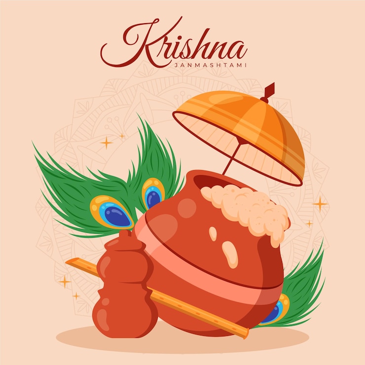 Vector Gratis krishna janmashtami illustration