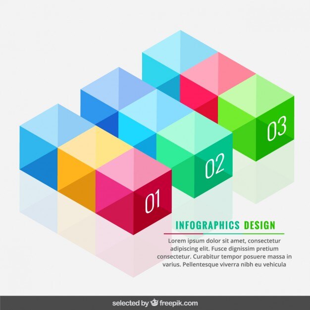 Vector Gratis kubus infografis berwarna-warni
