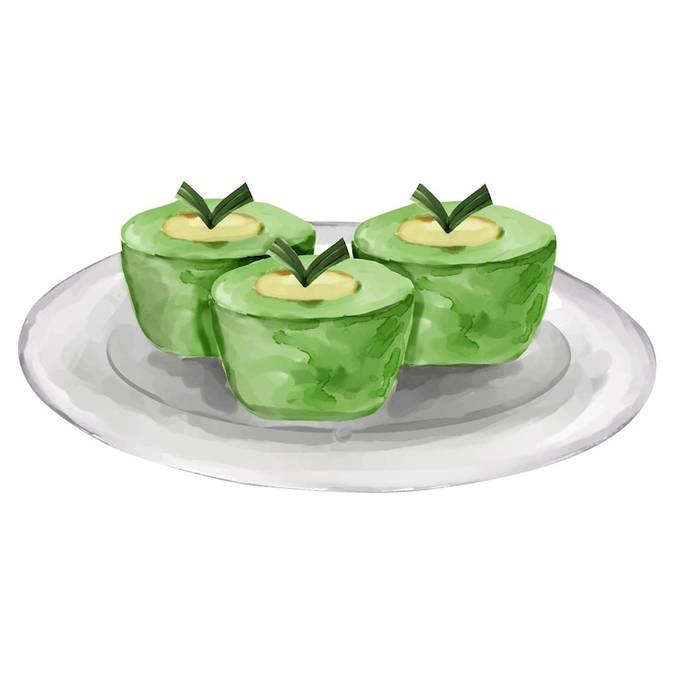 Vector Gratis kue talam indonesian traditional food watercolor illustration