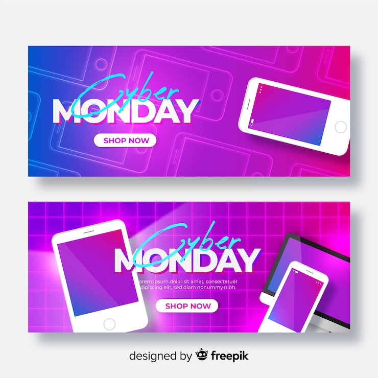 Vector Gratis kumpulan banner cyber monday realistis