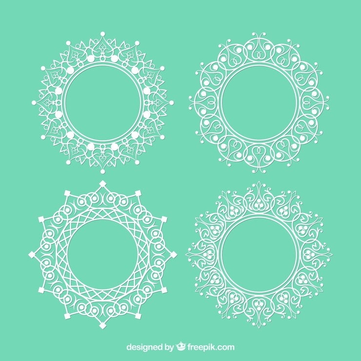 Vector Gratis kumpulan bingkai bulat renda vintage