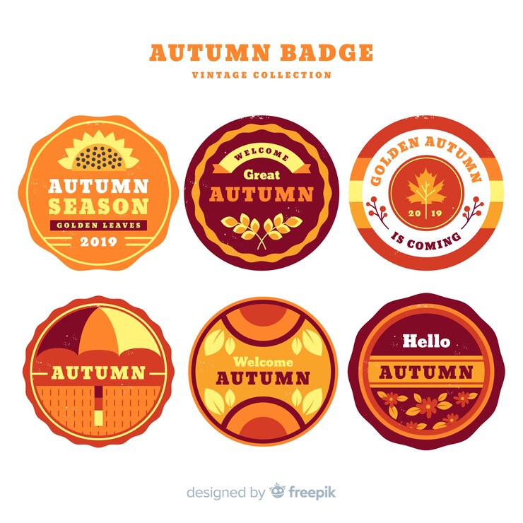 Vector Gratis kumpulan label musim gugur vintage