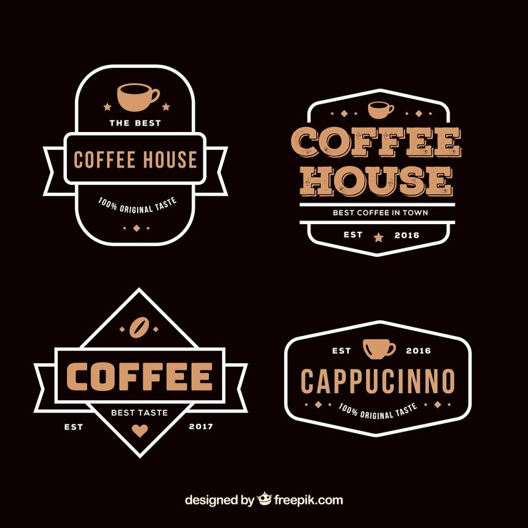 Vector Gratis kumpulan lencana kedai kopi retro