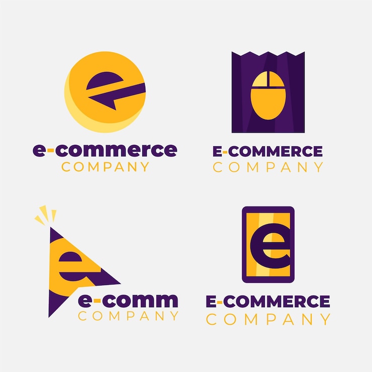 Vector Gratis kumpulan logo e-commerce desain datar