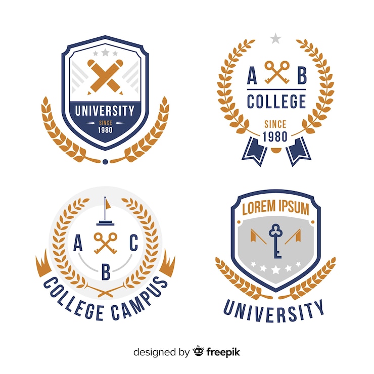 Vector Gratis kumpulan logo universitas dalam gaya datar