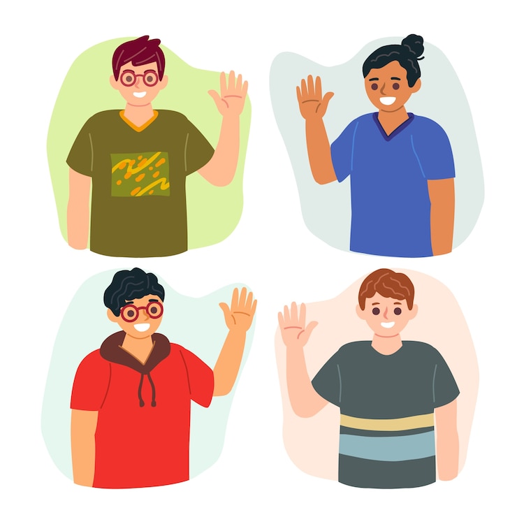 Vector Gratis kumpulan orang melambaikan tangan