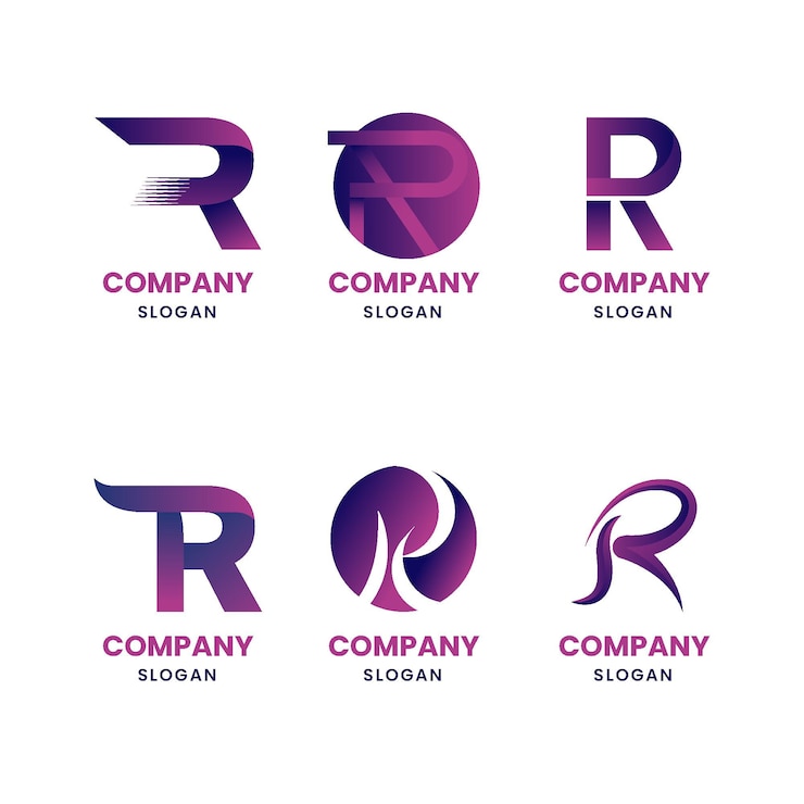 Vector Gratis kumpulan templat logo gradien r