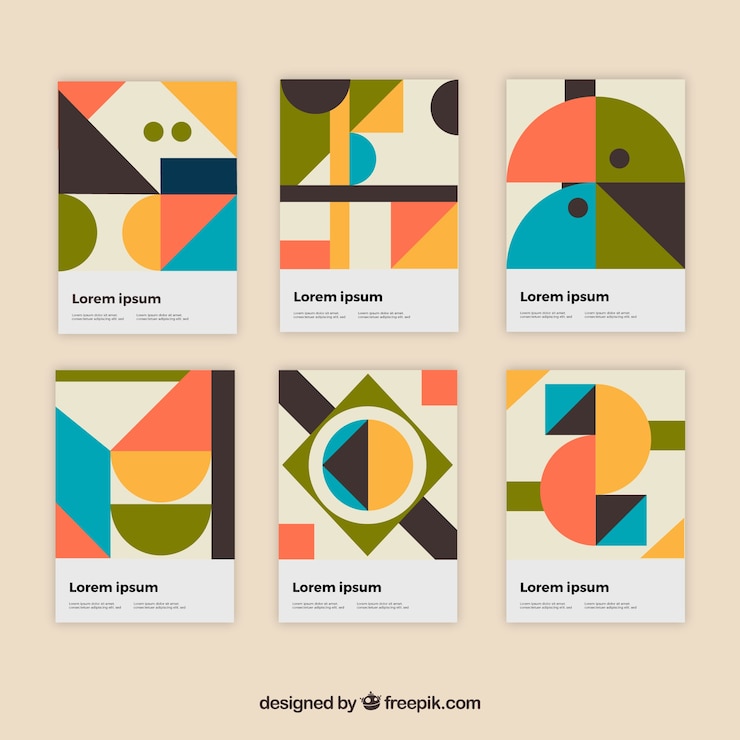 Vector Gratis kumpulan templat sampul modern dengan desain geometris