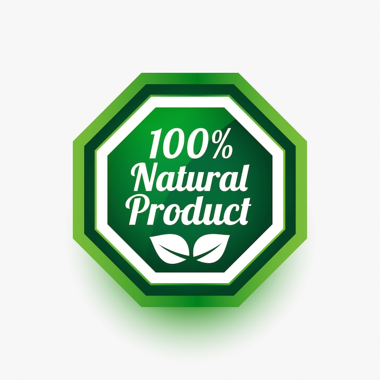 Vector Gratis label atau stiker hijau produk alami