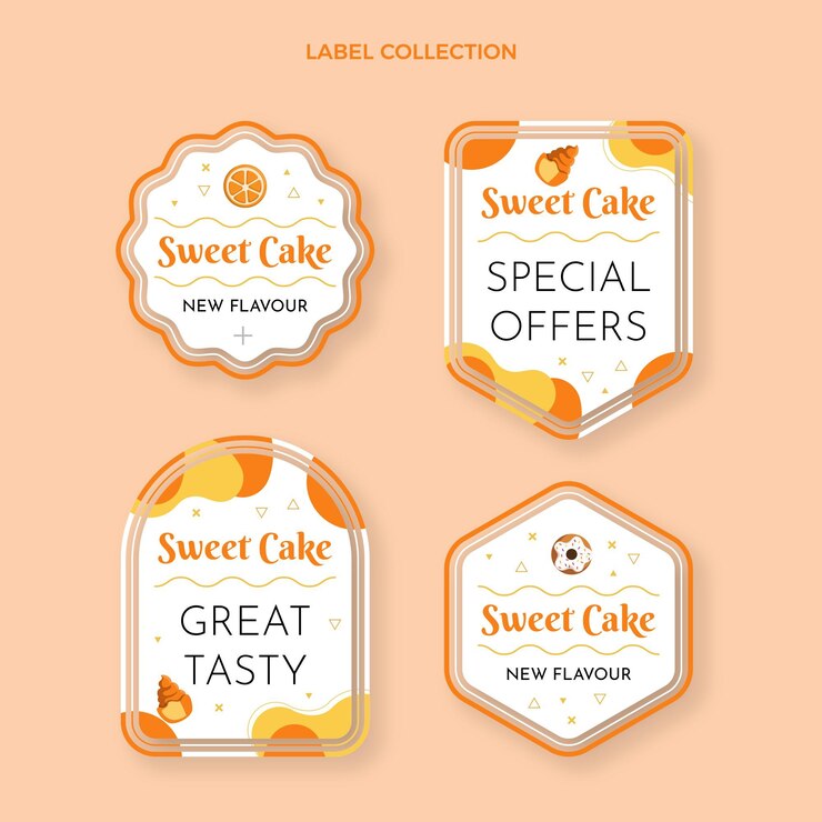 Vector Gratis label dan lencana makanan desain datar